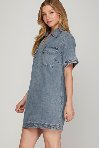 Stitch Detail Denim Dress