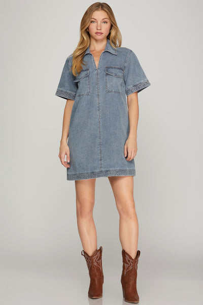 Stitch Detail Denim Dress