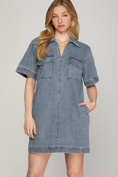 Stitch Detail Denim Dress