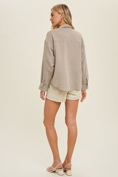 Lightweight Houndstooth Shacket