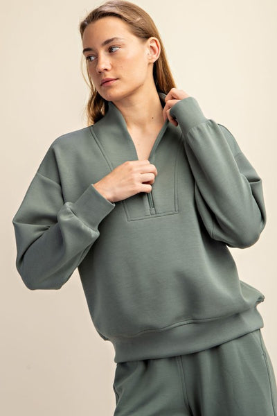 Modal Luxe Half Zip Sweatshirt - 2 Colors