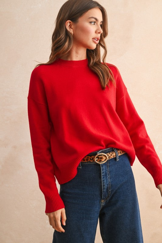 Ribbed Hem Girlfriend Sweater