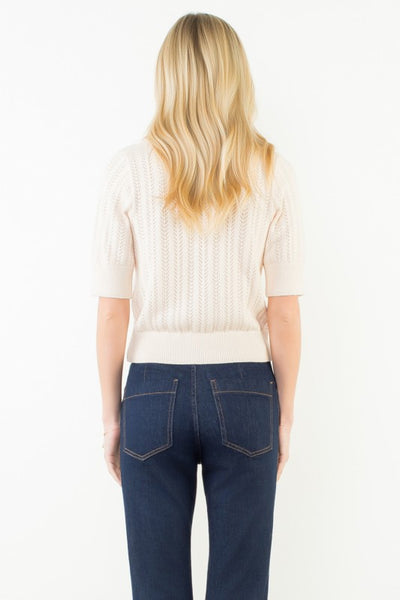 Collared Pointelle Knit Top