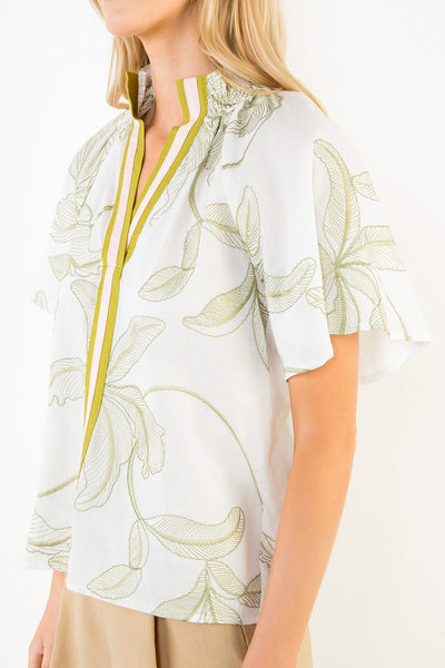 Contrast Stripe Hibiscus Top