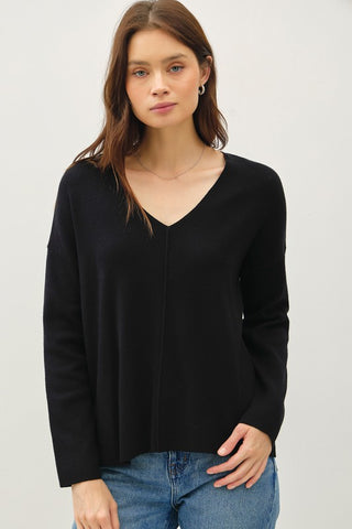 Seamed V-Neck Sweater