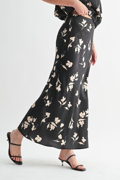 Contrast Flower Maxi Skirt