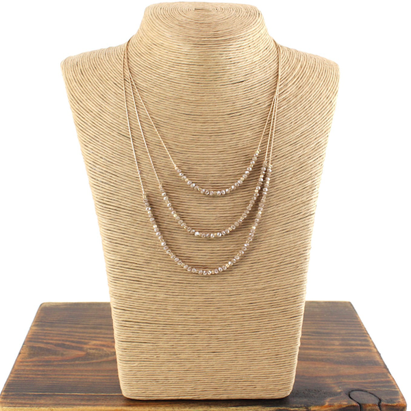 3 Row Beaded Shimmer Necklace