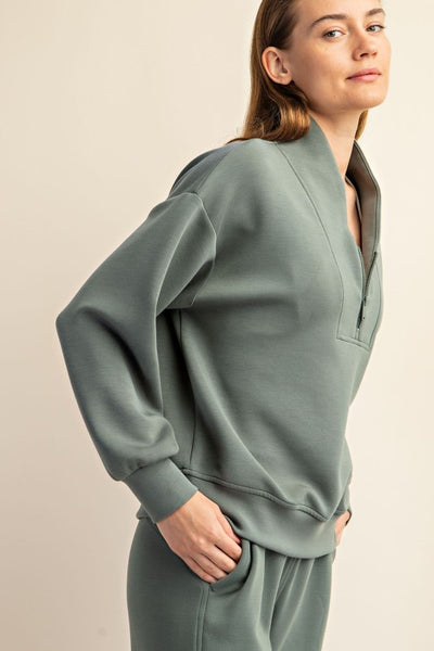 Modal Luxe Half Zip Sweatshirt - 2 Colors