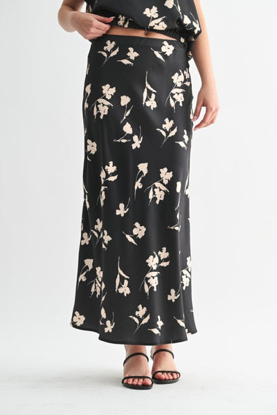 Contrast Flower Maxi Skirt
