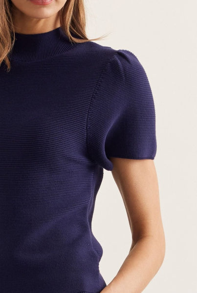 Flutter Sleeve Ribbed Knit Top - 2 Colors