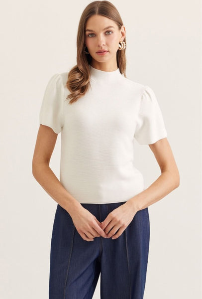 Flutter Sleeve Ribbed Knit Top - 2 Colors