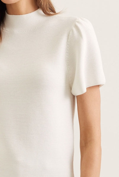 Flutter Sleeve Ribbed Knit Top - 2 Colors