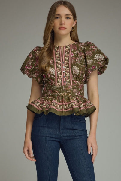 Floral Smocked Waist Top