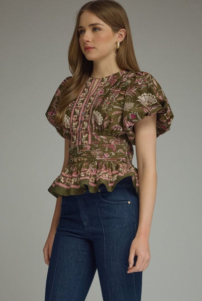 Floral Smocked Waist Top