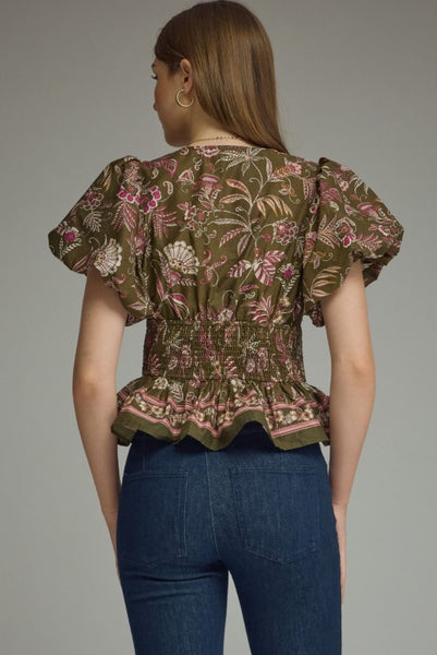 Floral Smocked Waist Top