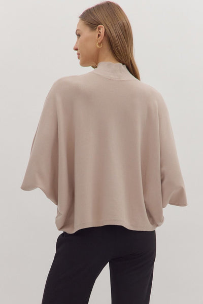Mock Neck Dolman Sleeve Knit Top - More Colors