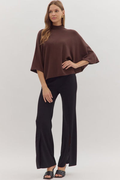 Mock Neck Dolman Sleeve Knit Top - More Colors