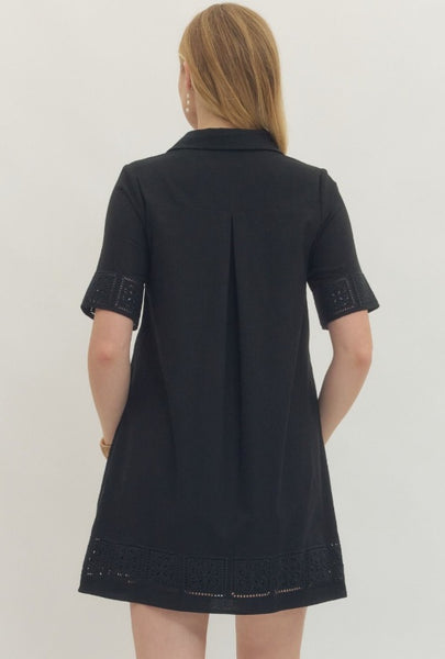 Eyelet Trim Shirt Dress