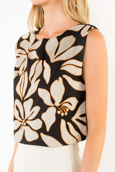 Contrast Floral Sleeveless Top