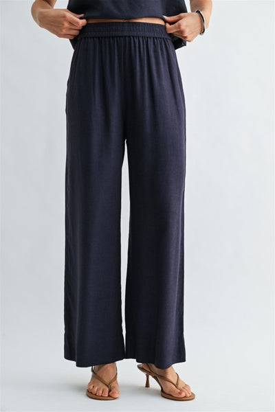 Linen Blend Wide Leg Pants