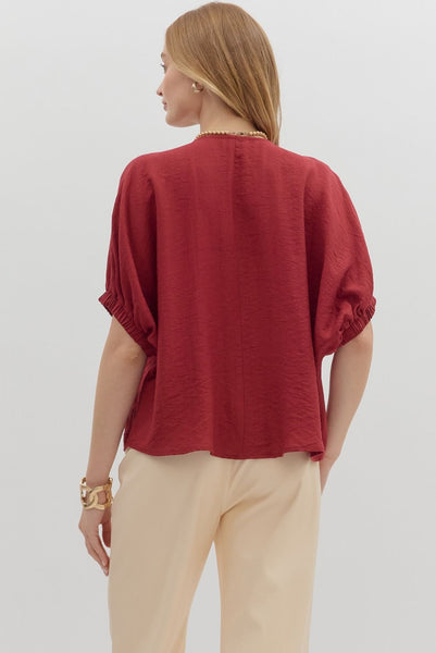 Trenza Detail V-Neck Top