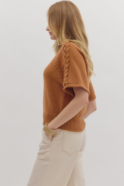 Braided Sleeve Knit Top