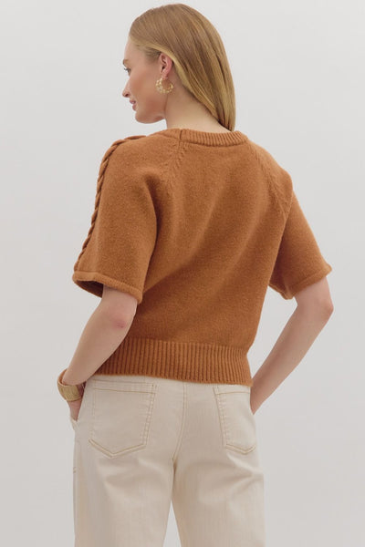 Braided Sleeve Knit Top