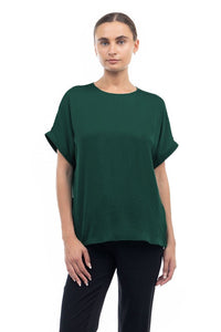 Pleated Trim Short Sleeve Top - 2 Colors