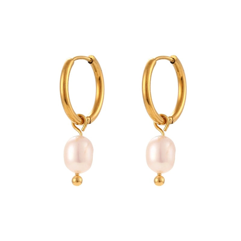 WATERPROOF 18K Gold Filled Round Stud Earrings