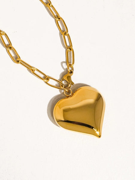18K Gold Dipped Heart Paperclip Chain Necklace