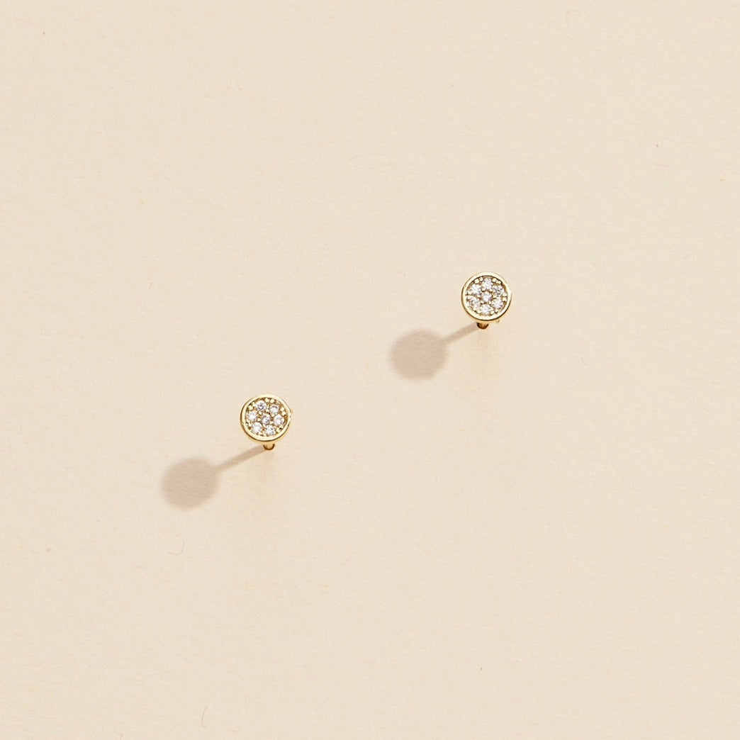 Gold Dipped Pave Disc Earrings