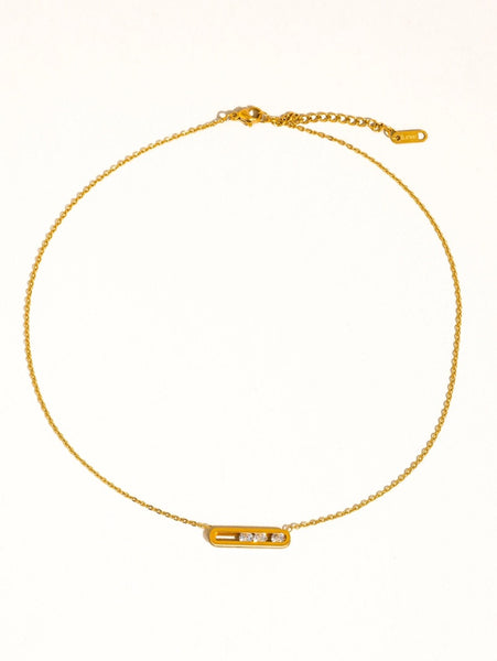 18K Gold Dipped Open Bar Necklace
