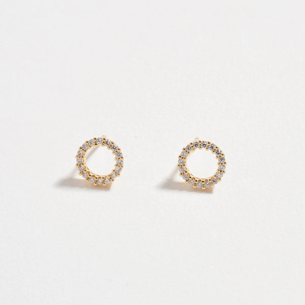 18K Gold Filled Rhinestone Circle Earrings