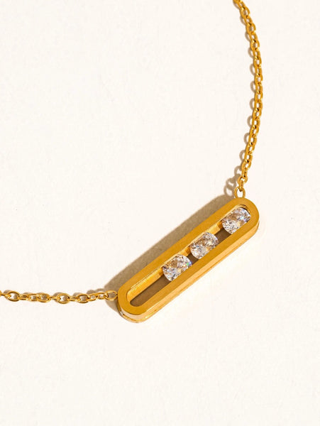18K Gold Dipped Open Bar Necklace
