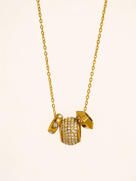18K Gold Dipped 3 Bead Necklace
