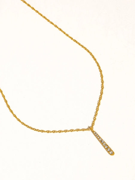 18K Gold Dipped Vertical Bar Necklace