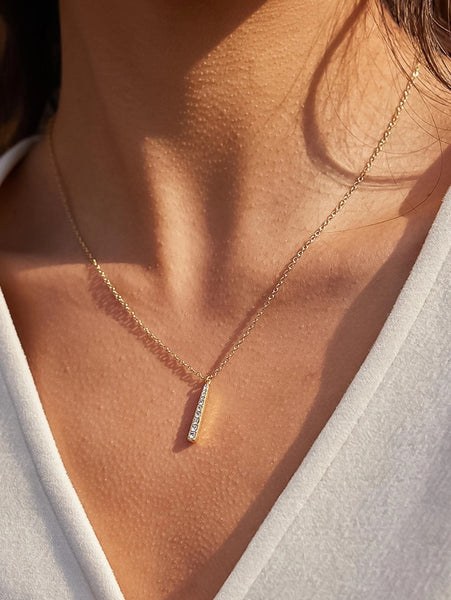 18K Gold Dipped Vertical Bar Necklace