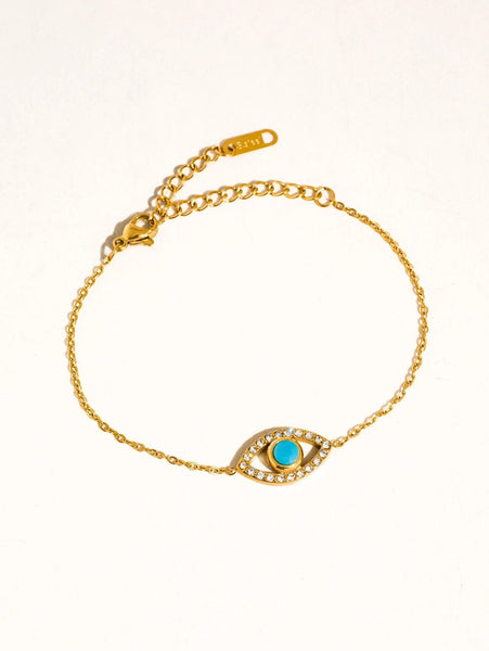 18K Gold Dipped Evil Eye Chain Bracelet