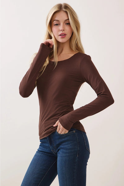 Long Sleeve Scoop Neck Top