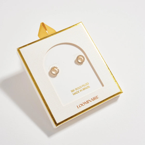 18K Gold Filled Rhinestone Circle Earrings