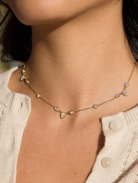 18K Gold Dipped Clustered Teardrop Necklace