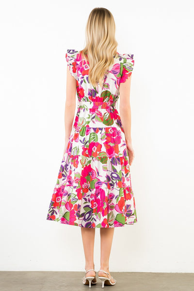 Punch Floral Midi Dress