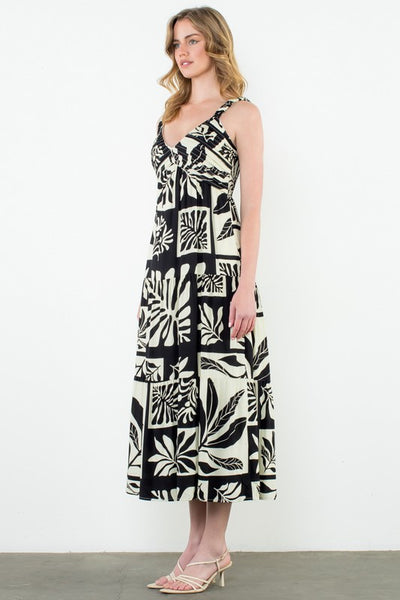Tiled Leaf Print Dress