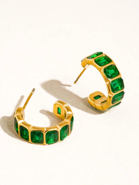 18K Gold Dipped Baguette Mini Hoops