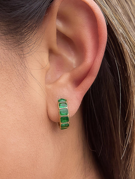 18K Gold Dipped Baguette Mini Hoops