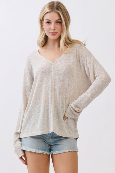 Seamed V-Neck Slub Tee - More Colors