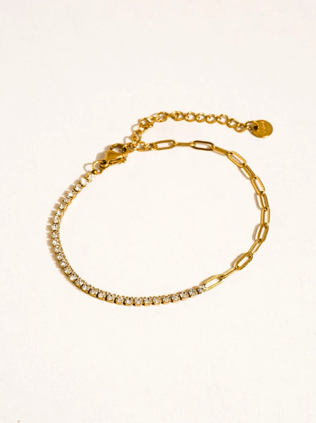 18K Gold Dipped Tennis Chain Link Bracelet