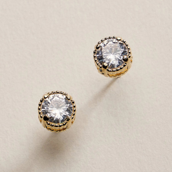 Gold Filled Round Bezel Stud Earrings