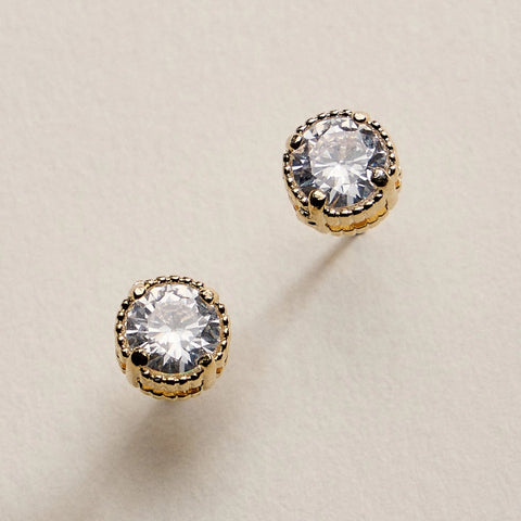 Gold Filled Round Bezel Stud Earrings