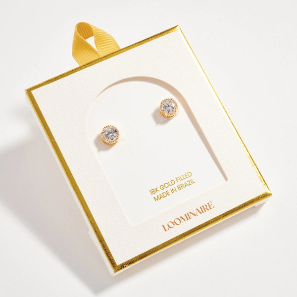 Gold Filled Round Bezel Stud Earrings